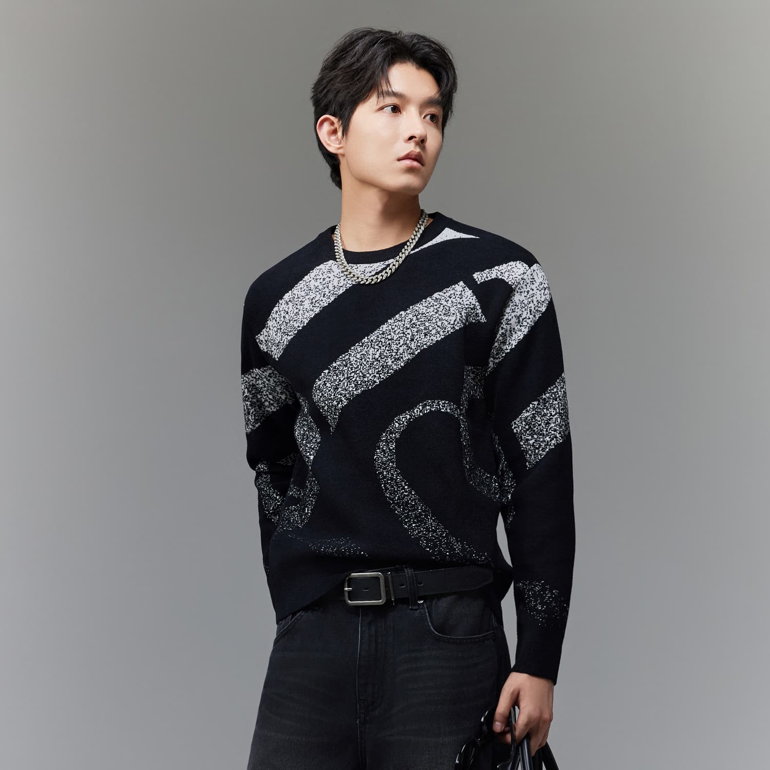 Кофта Cabbeen Charcoal Black 01 Мужские Свитера - изображение 3