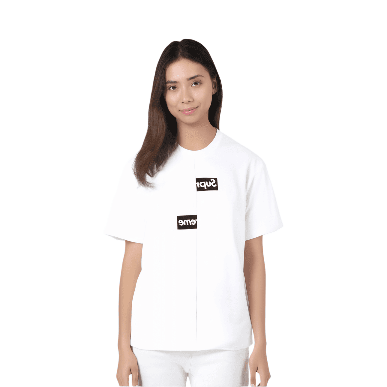 Футболка Supreme x Comme des Garcons SHIRT Split Box Logo Tee White - изображение 8