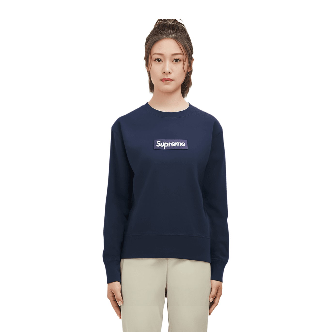 Худи Supreme FW18 Box Logo Crewneck Navy - изображение 3