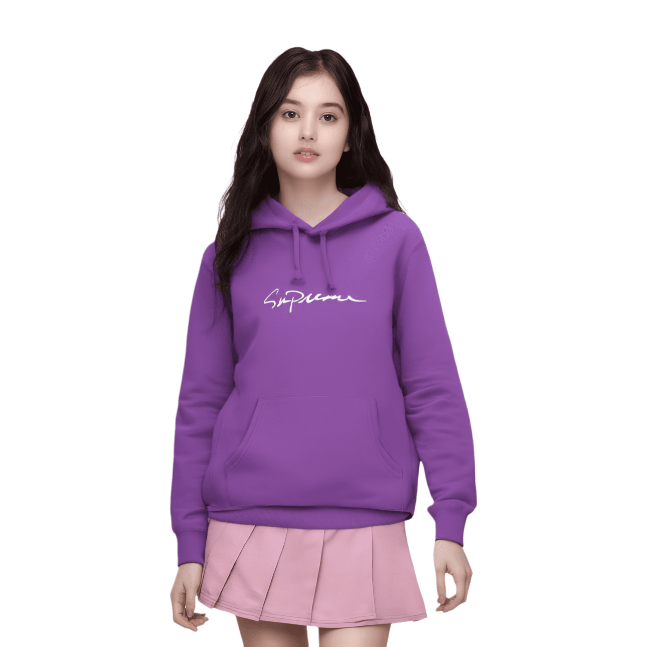 Кофта Supreme FW18 Classic Script Hooded Sweatshirt Violet Logo - изображение 2