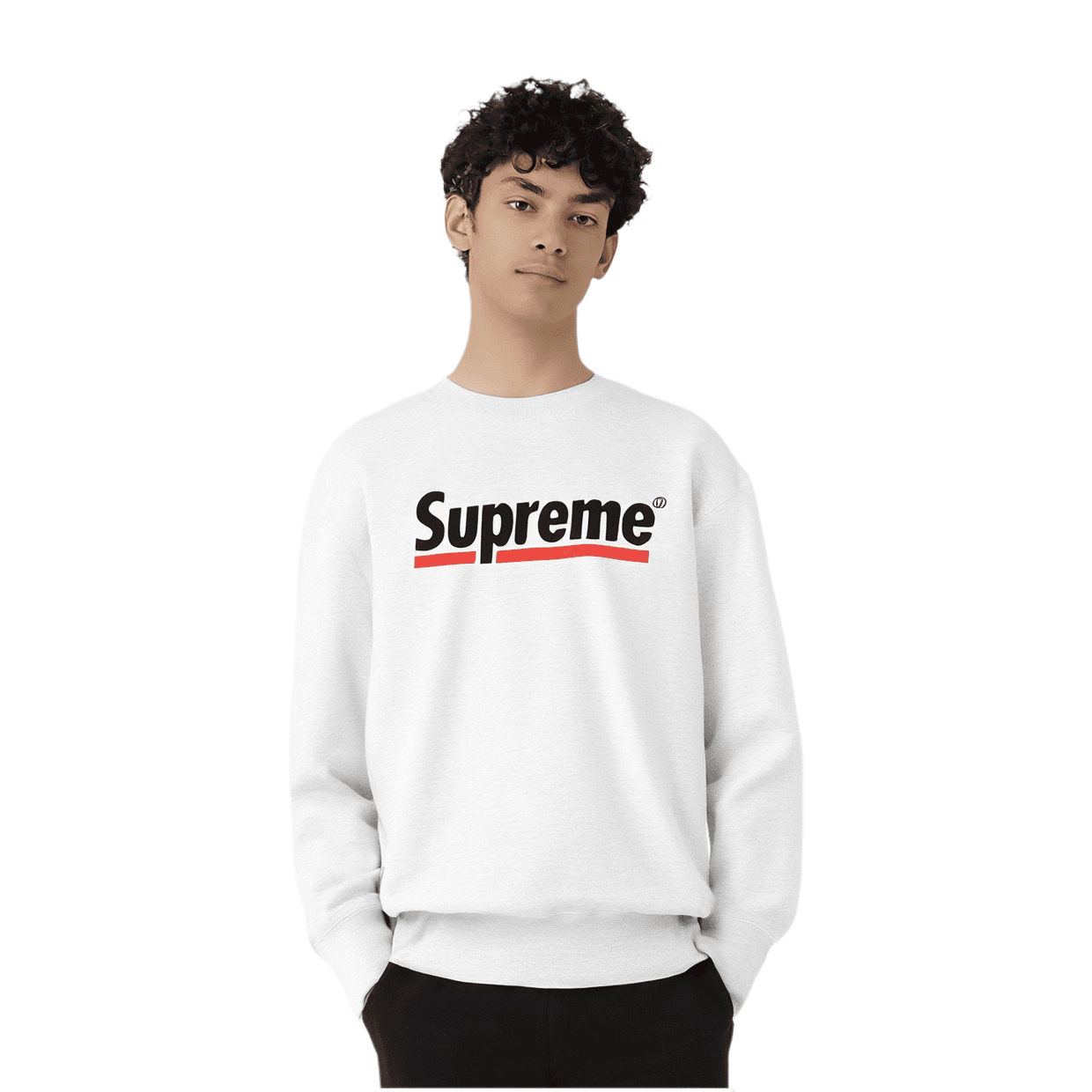 Худи Supreme Underline Crewneck Light Grey - изображение 4