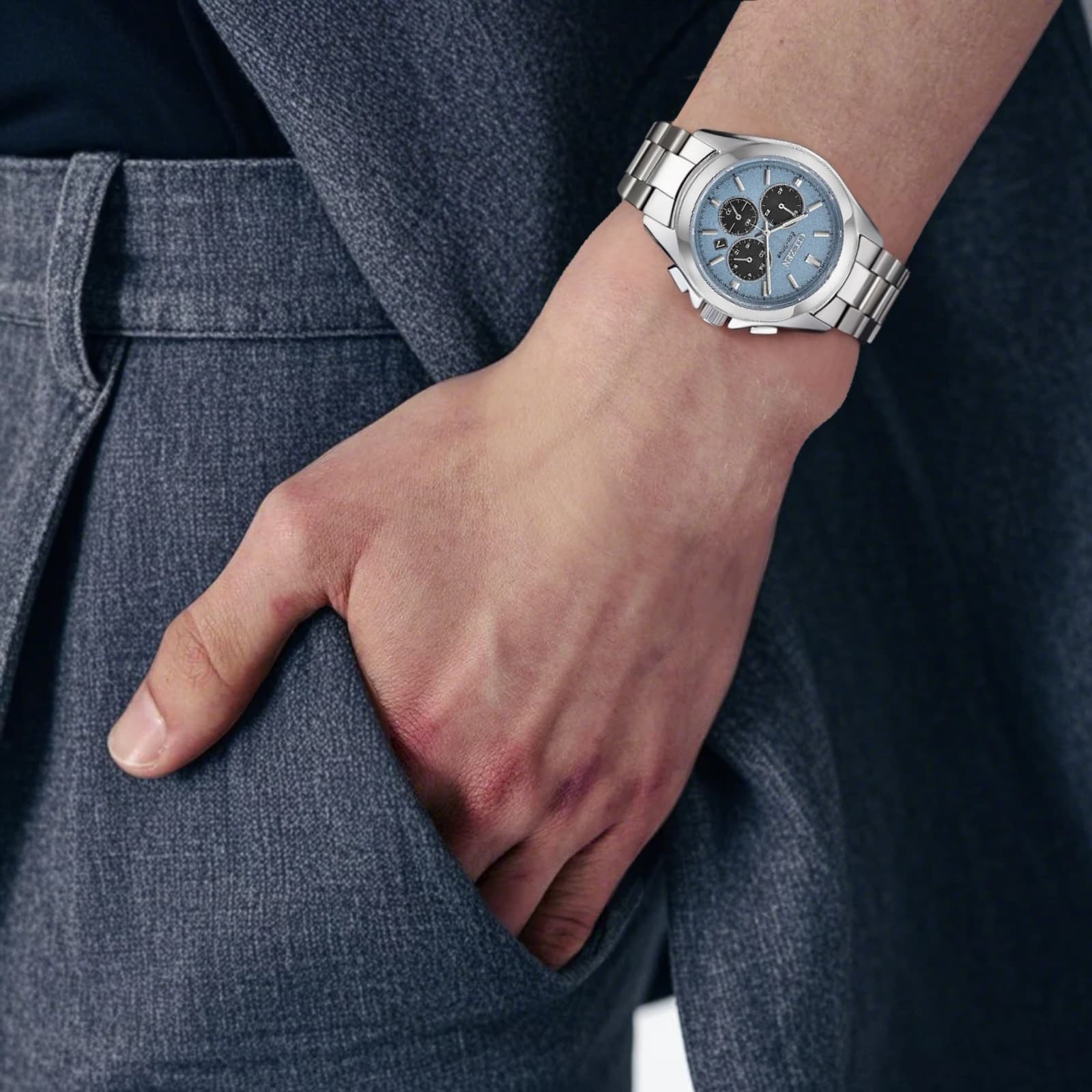 Часы CITIZEN Eco Drive Освежающий вариант кварцевый механизм часы на нержавеющей стале 40,5 мм мужские часы - изображение 5