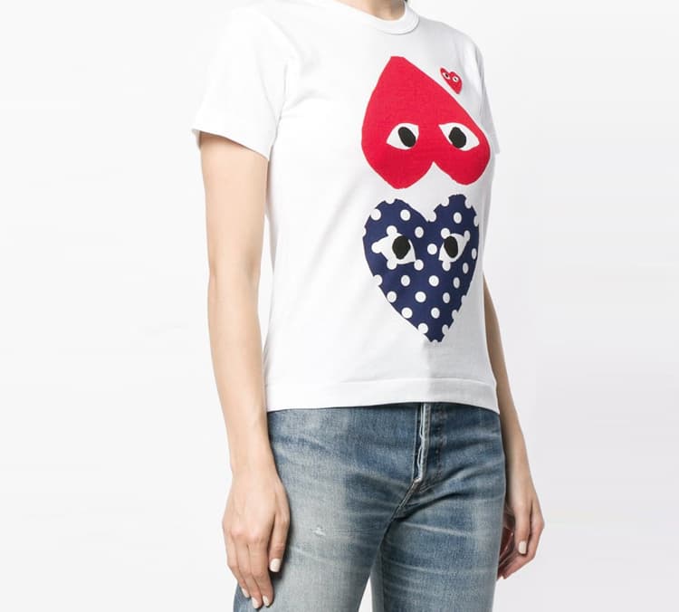 Футболка CDG Play Polka Dot Inverted Heart Tee White - изображение 3