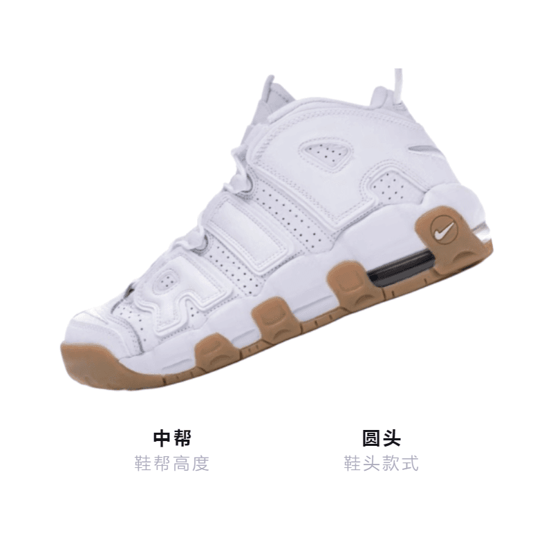 Кроссовки для баскетбола Nike Air More Uptempo White Gum GS - изображение 2
