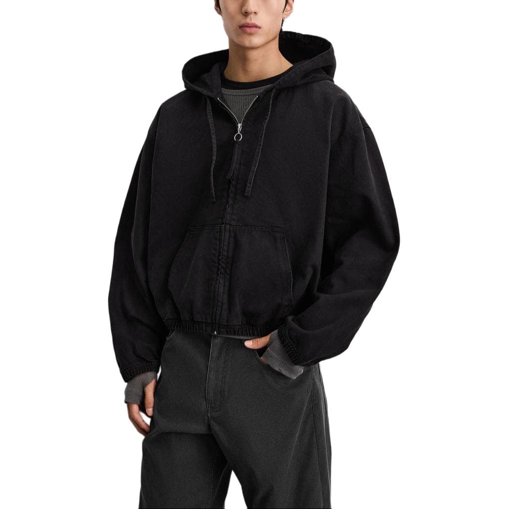 Джинсовая куртка ZARA Hoodie Denim Jacket Black - изображение 4