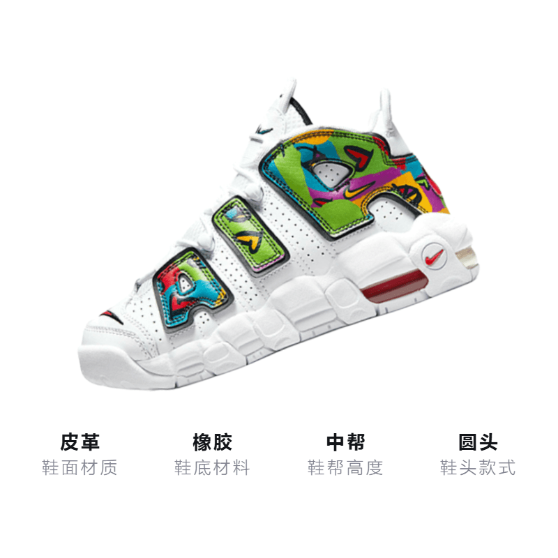 Кроссовки для баскетбола Nike Air More Uptempo Peace Love Swoosh GS - изображение 3