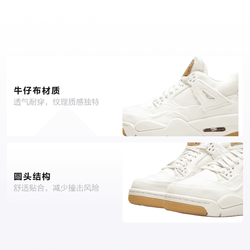 Кроссовки для баскетбола Jordan Air Jordan 4 Retro Levis White GS - изображение 2