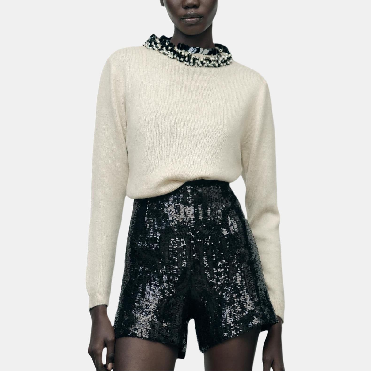Кофта ZARA Beaded Crewneck Knit Sweater - изображение 3