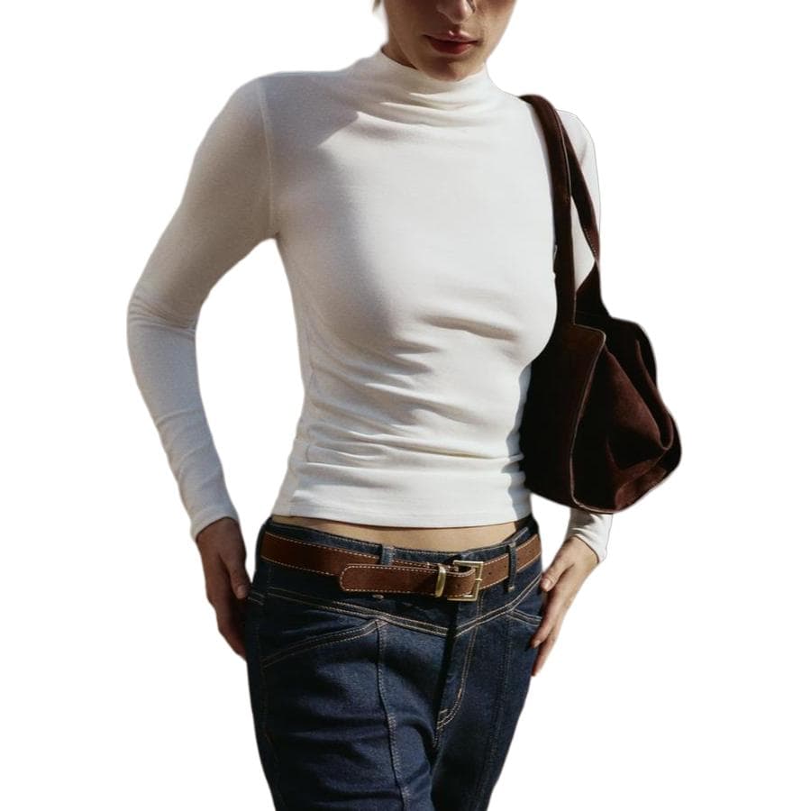 Кофта ZARA Slim Fit Turtleneck Long Sleeve Tee - изображение 6
