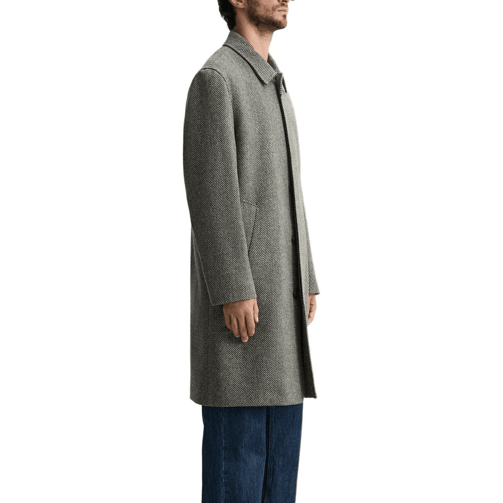 Пальто ZARA Relaxed Herringbone Coat Brown - изображение 4