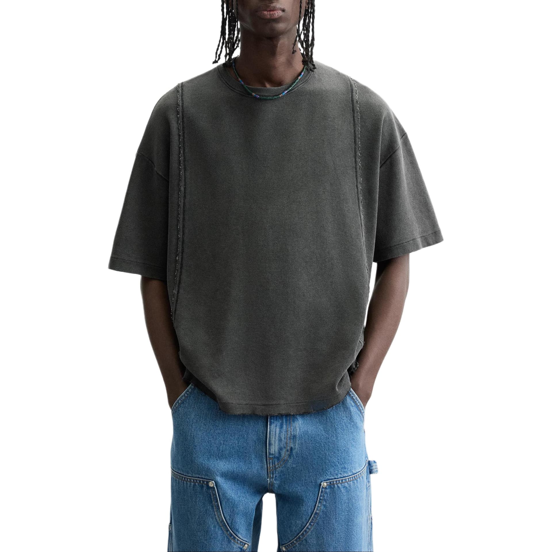 Футболка ZARA Basic Cotton T-Shirt Black - изображение 5