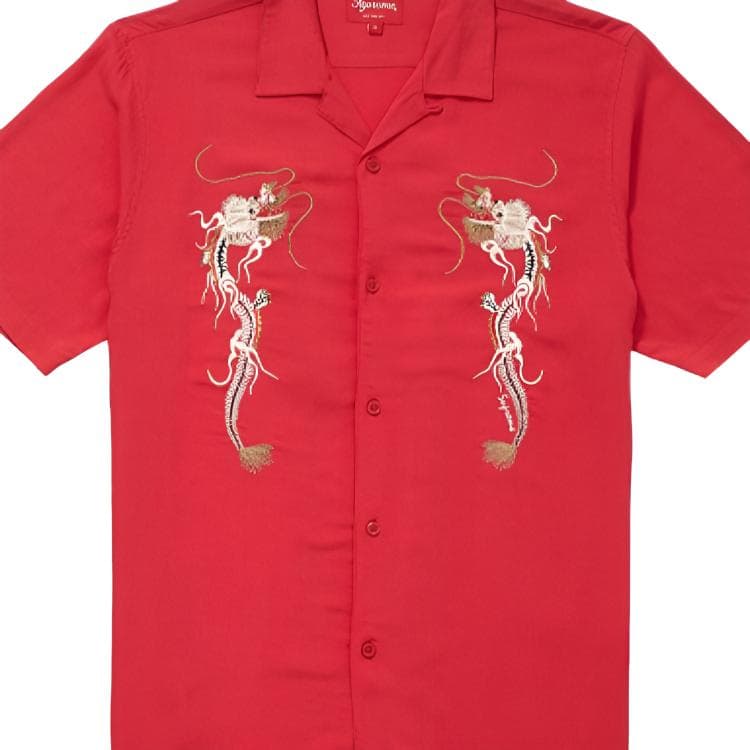 Рубашка Supreme FW18 Dragon Rayon Red - изображение 2