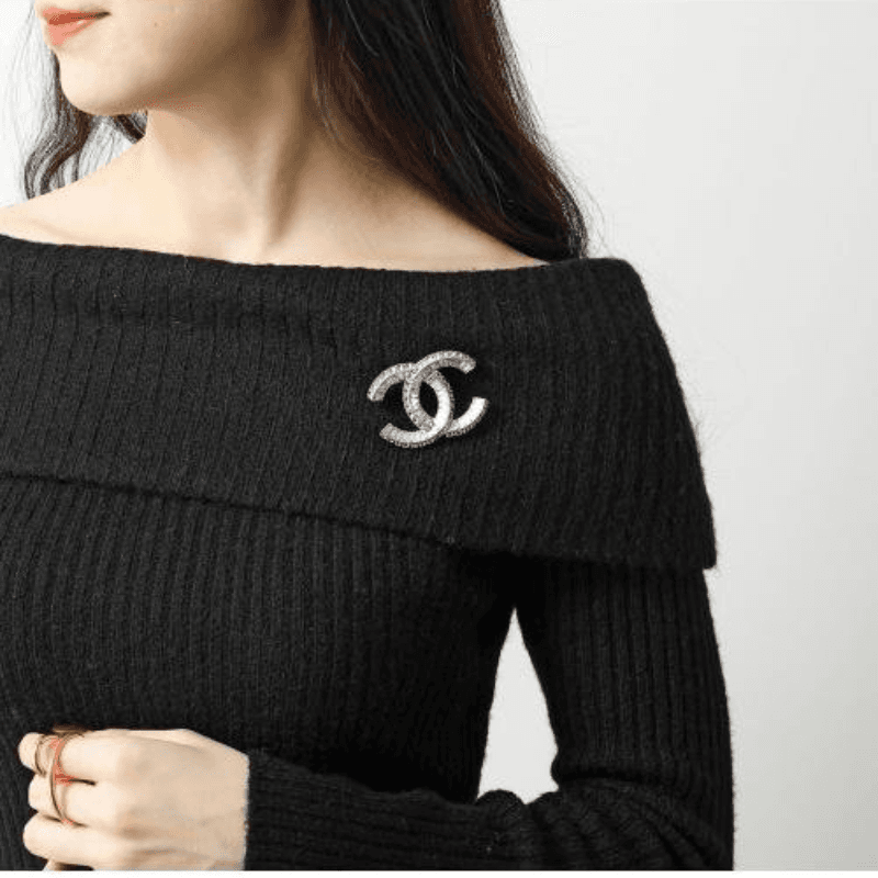 Брошь Chanel Classic Double C Brooch Silver - изображение 5