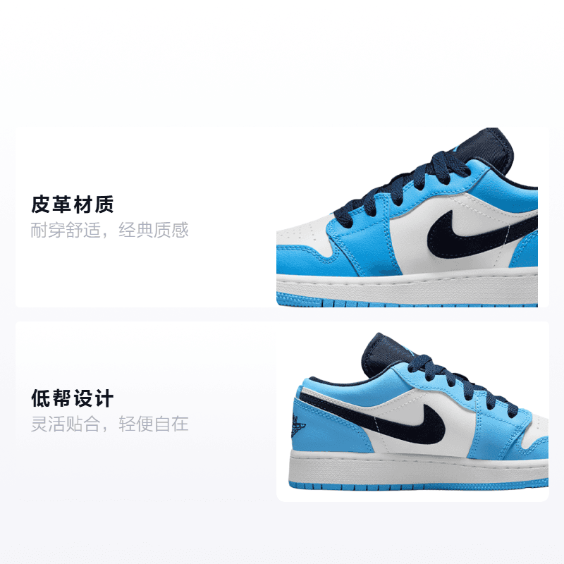 Кроссовки для баскетбола Jordan Air Jordan 1 Low "UNC" GS - изображение 2