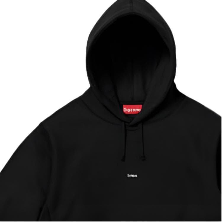 Кофта Supreme Micro Logo Hooded Sweatshirt Black - изображение 5