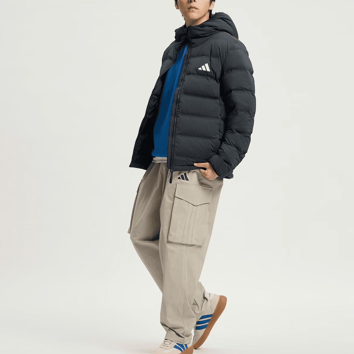 Зимняя куртка Adidas Helionic Эластичный Пуховик с Капюшоном Мужской - изображение 5
