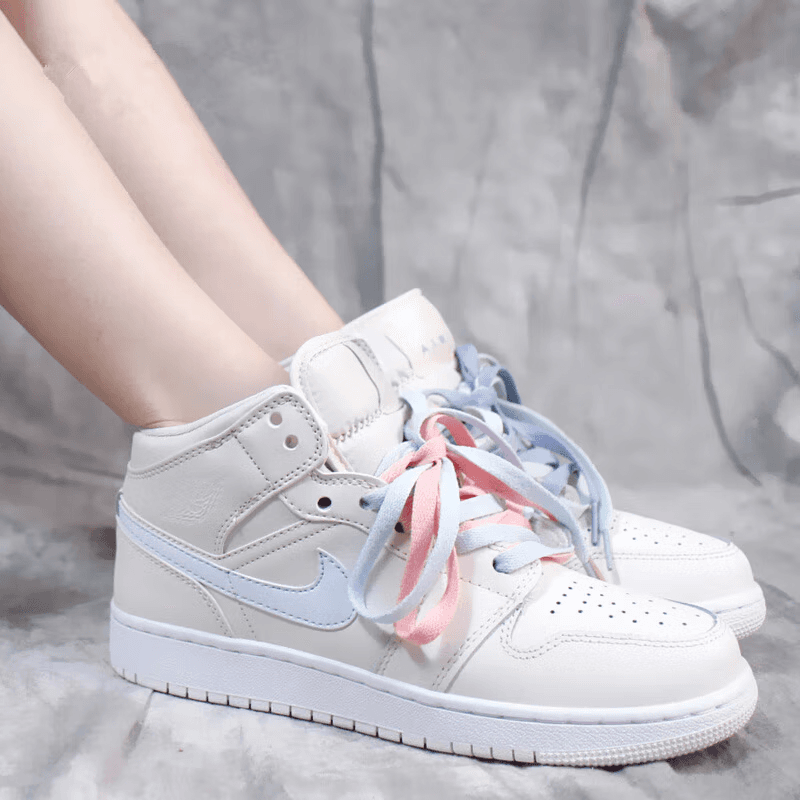 Кроссовки для баскетбола Jordan Air Jordan 1 Mid Multi-Color Swoosh Phantom GS - изображение 2