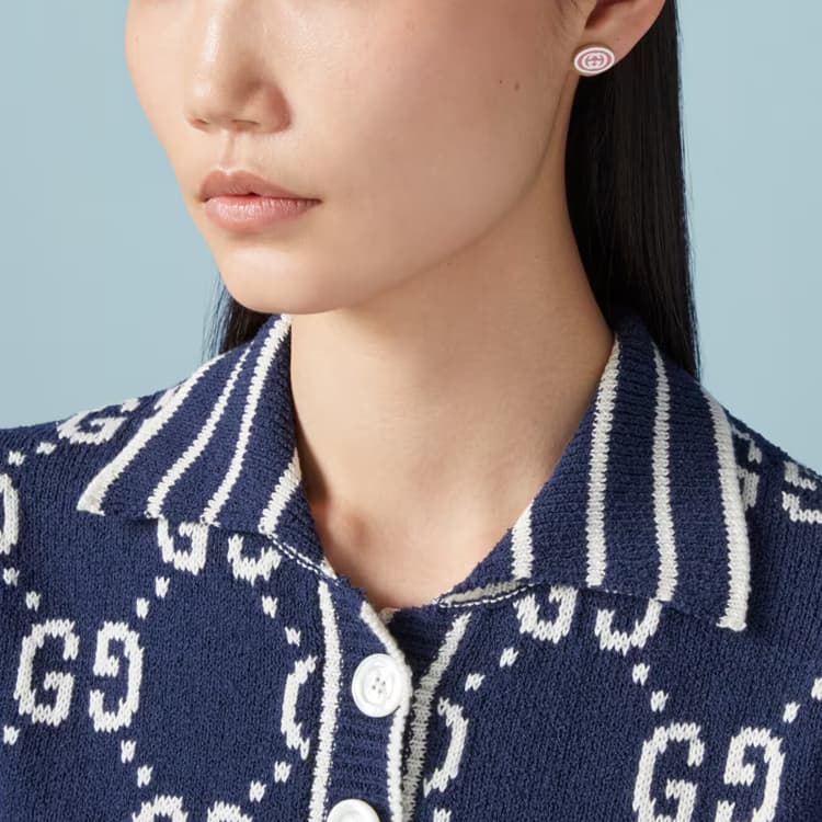 Серьги Gucci Interlocking Double G Enamel Earrings Pink - изображение 3
