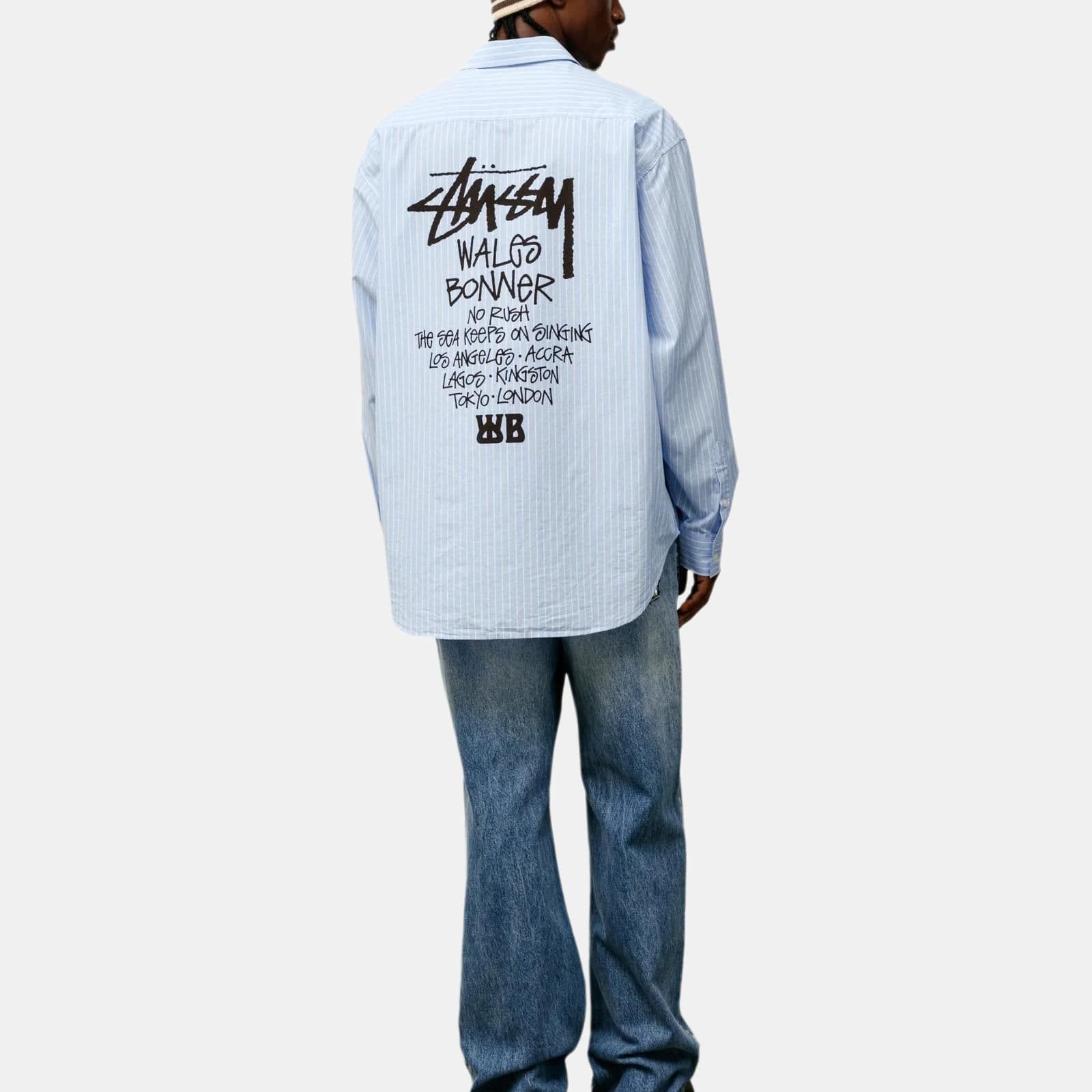 Рубашка Stussy Wales Bonner FW25 POPLIN SHIRT logo - изображение 4