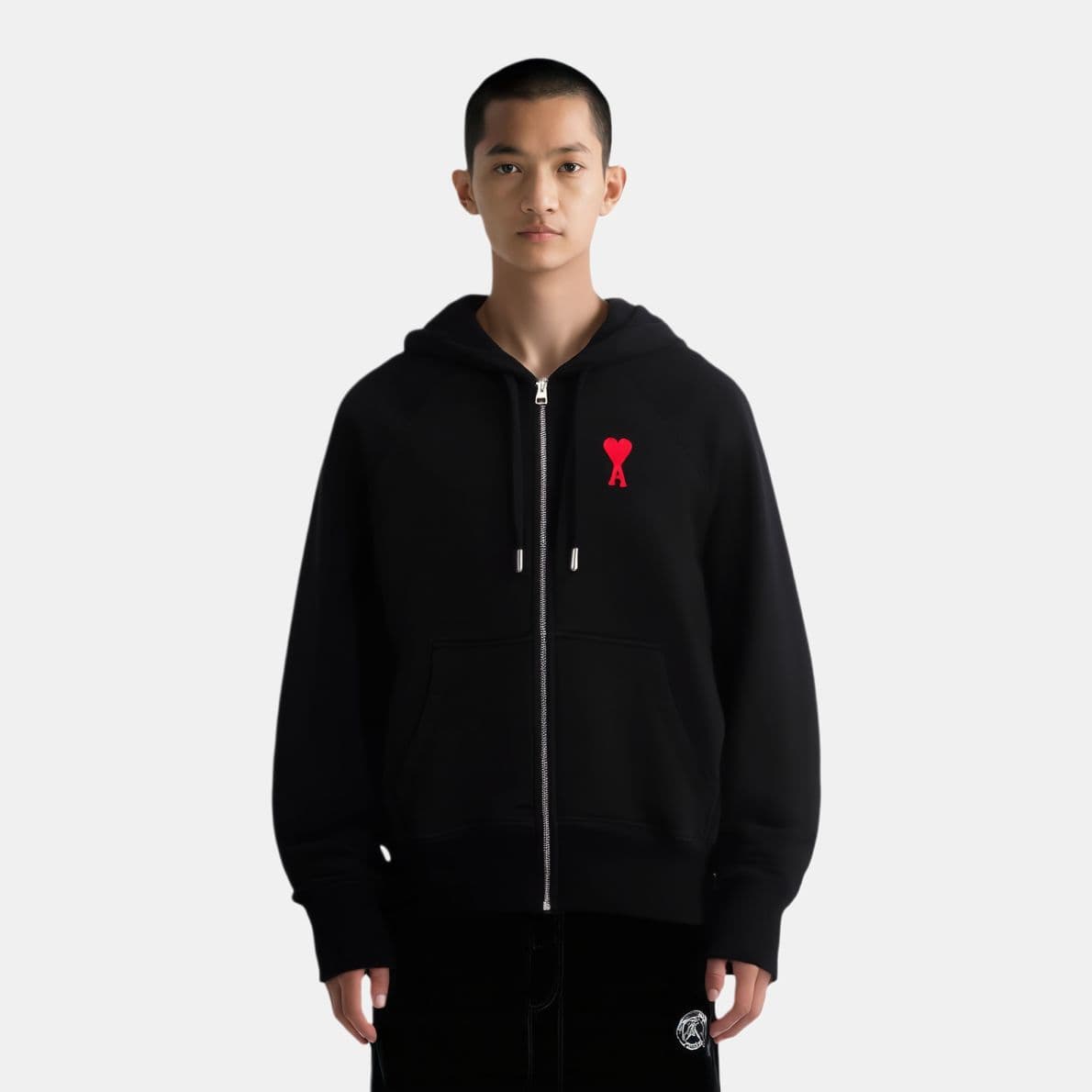 Худи AMIPARIS SS23 Logo Badge Zip Hoodie Black — фото 4