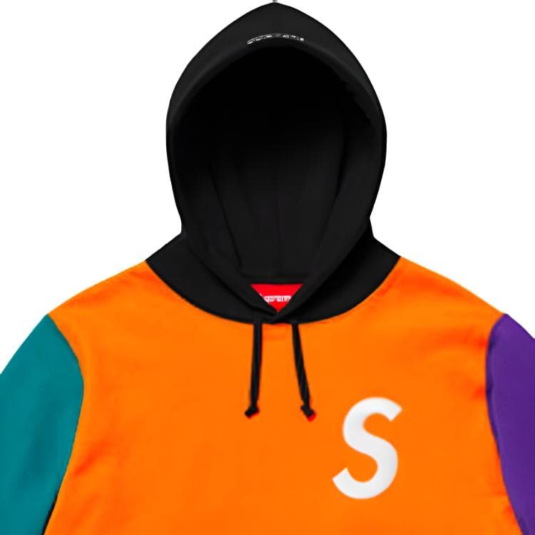 Кофта Supreme SS19 S Logo Colorblocked Hooded Sweatshirt Orange - изображение 2