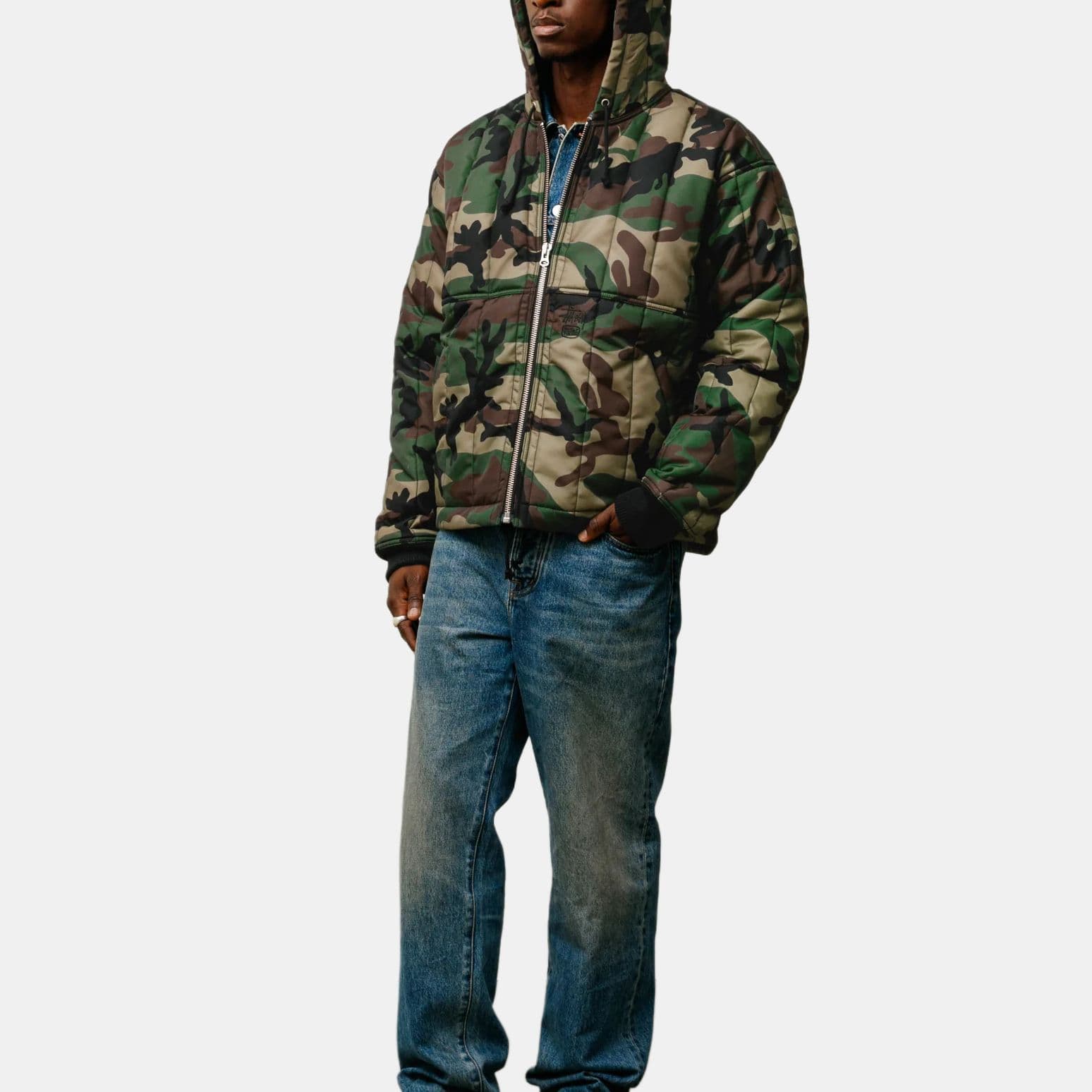 Куртка Stussy FW25 holiday QUILTED NYLON WORK JACKET logo — фото 5