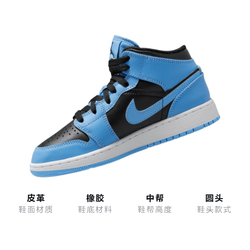Кроссовки для баскетбола Jordan Air Jordan 1 Mid University Blue GS - изображение 3