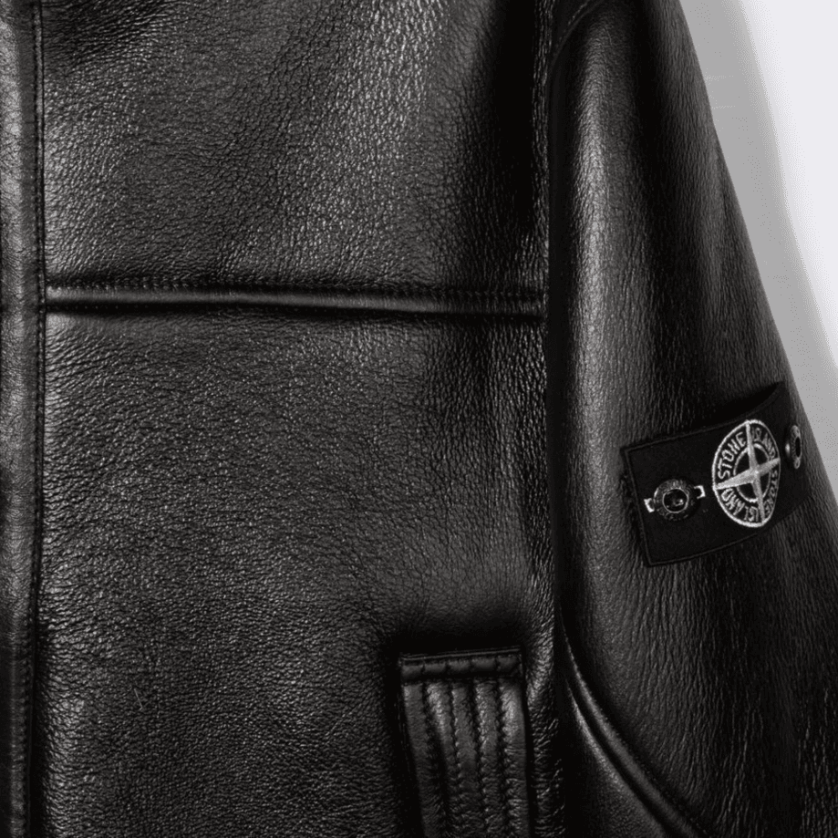 Stone Island Kids Leather Jacket Black - изображение 3