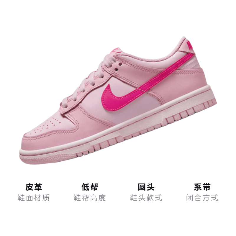 Кроссовки Nike Dunk Low Triple Pink GS - изображение 3