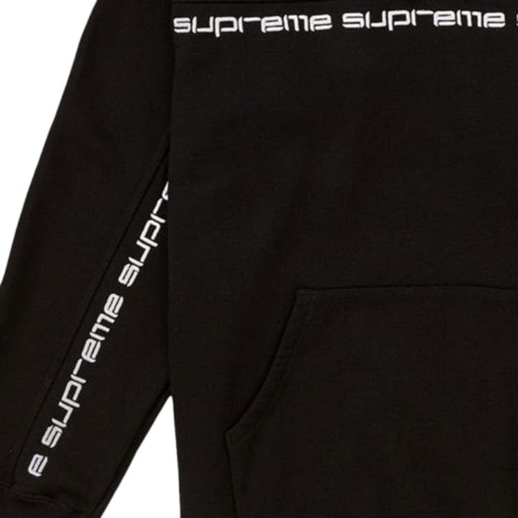 Кофта Supreme FW18 Text Stripe Hooded Sweatshirt Black - изображение 2