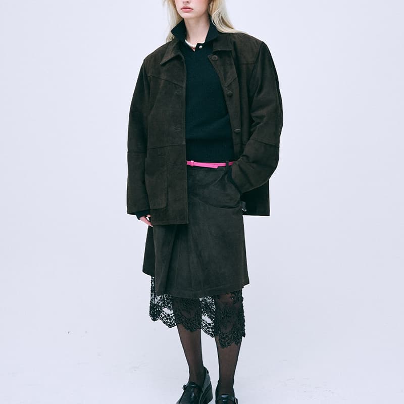 Кардиган MARDI MERCREDI FW24 Енот Смешанный V-образный вырез Сердце Логотип_Черный Свитер Корейский стиль Женский Черный - изображение 5