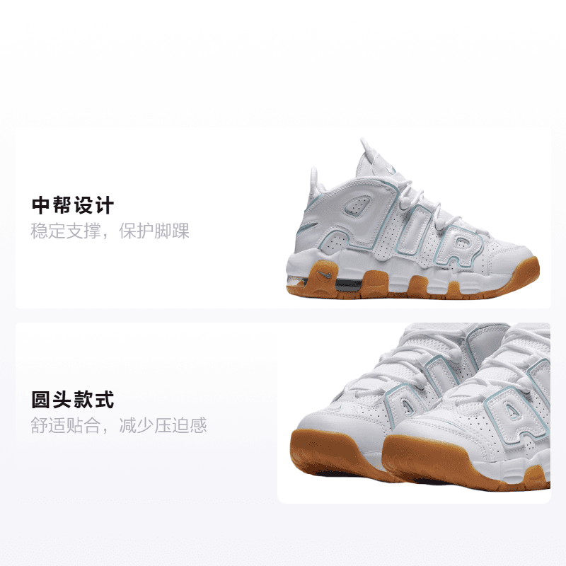 Кроссовки для баскетбола Nike Air More Uptempo White Aqua Gum GS - изображение 2