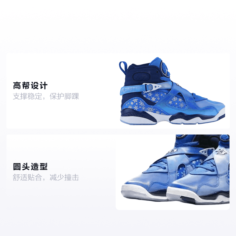 Кроссовки для баскетбола Jordan Air Jordan 8 Retro Snow Blizzard Snowflake GS - изображение 2