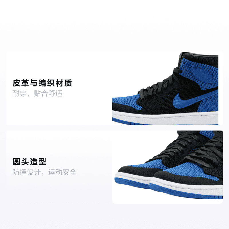 Кроссовки для баскетбола Jordan Air Jordan 1 Retro High Flyknit Royal GS - изображение 2