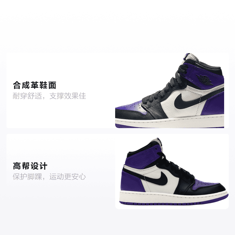 Кроссовки для баскетбола Jordan Air Jordan 1 Retro High Court Purple GS - изображение 2