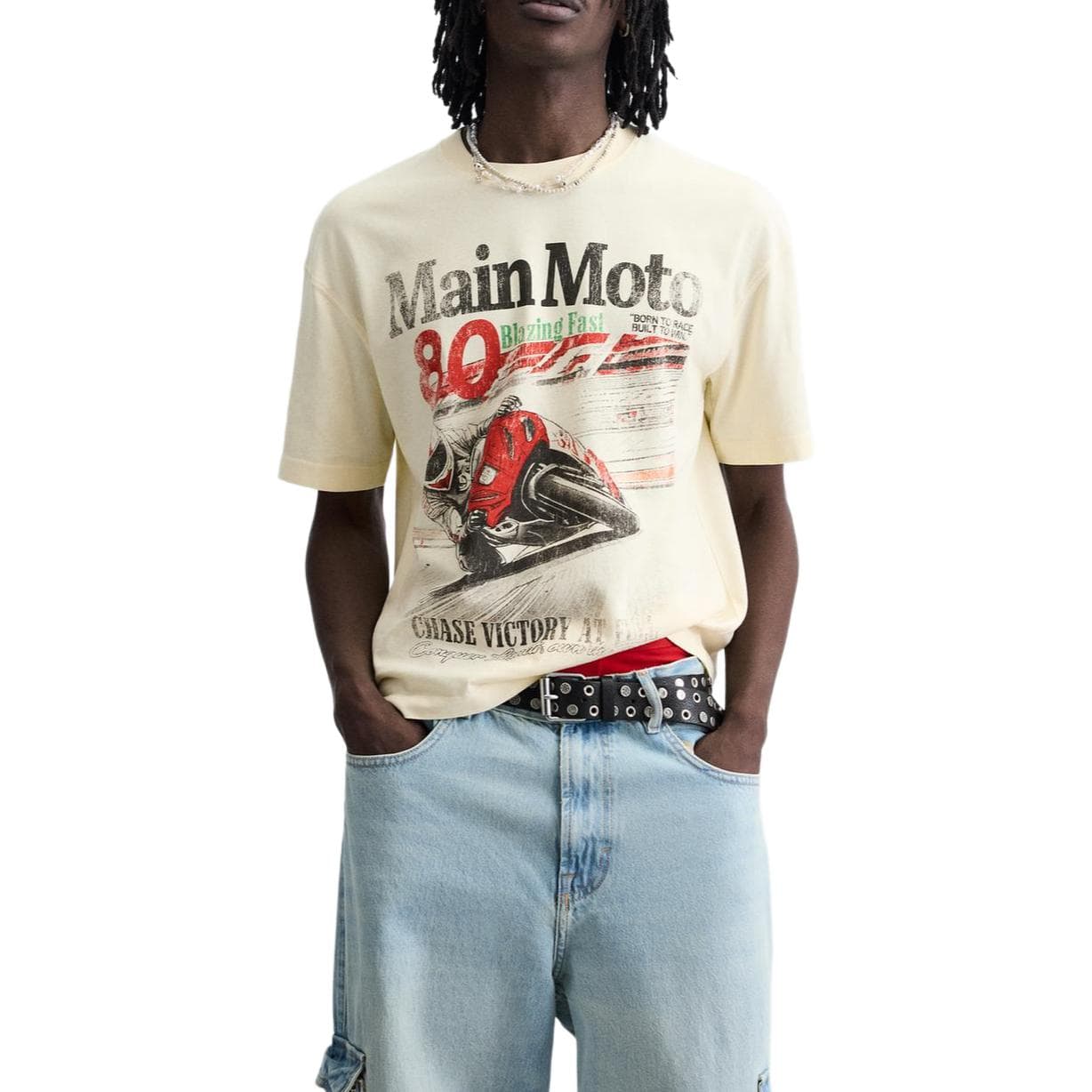 Футболка ZARA Relaxed Printed T-Shirt Off-White - изображение 4
