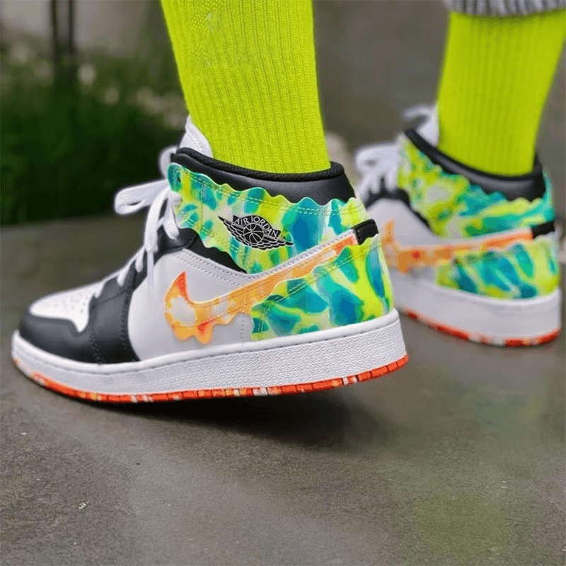 Кроссовки для баскетбола Jordan Air Jordan 1 Mid SE "Drip" GS - изображение 3