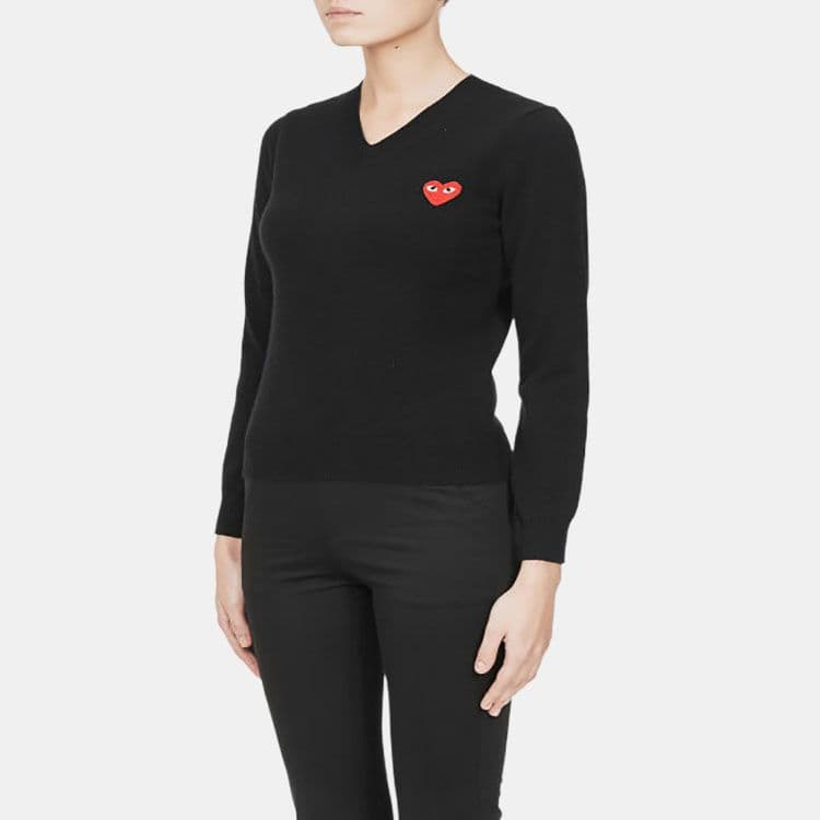 Кардиган CDG Play Heart Logo Knit Sweater Black - изображение 3