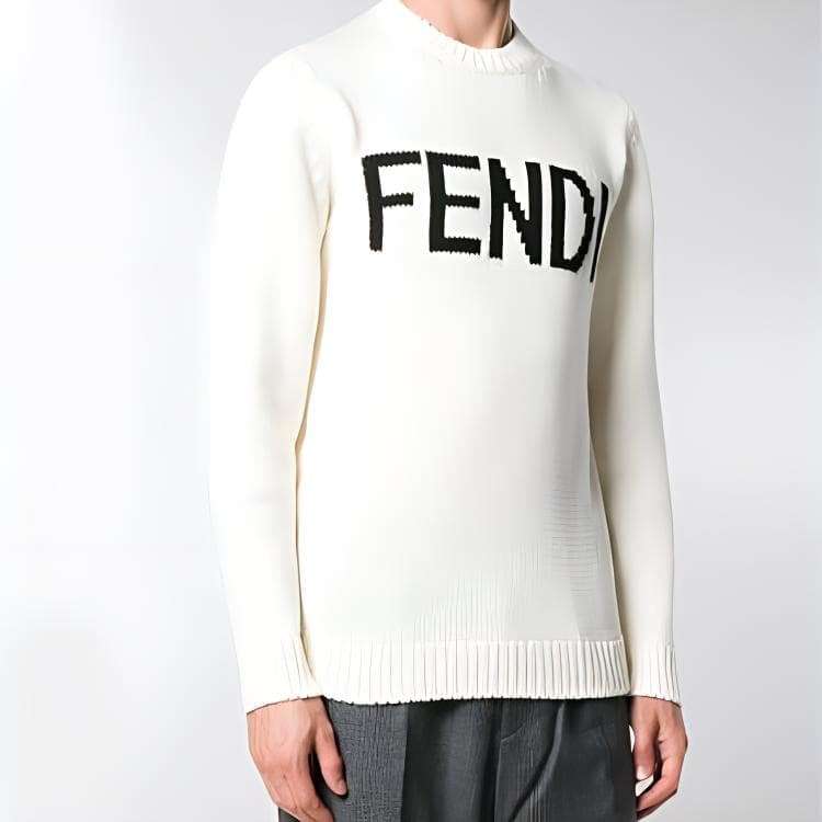 Кофта Fendi Logo Wool Pullover Sweater White — фото 7