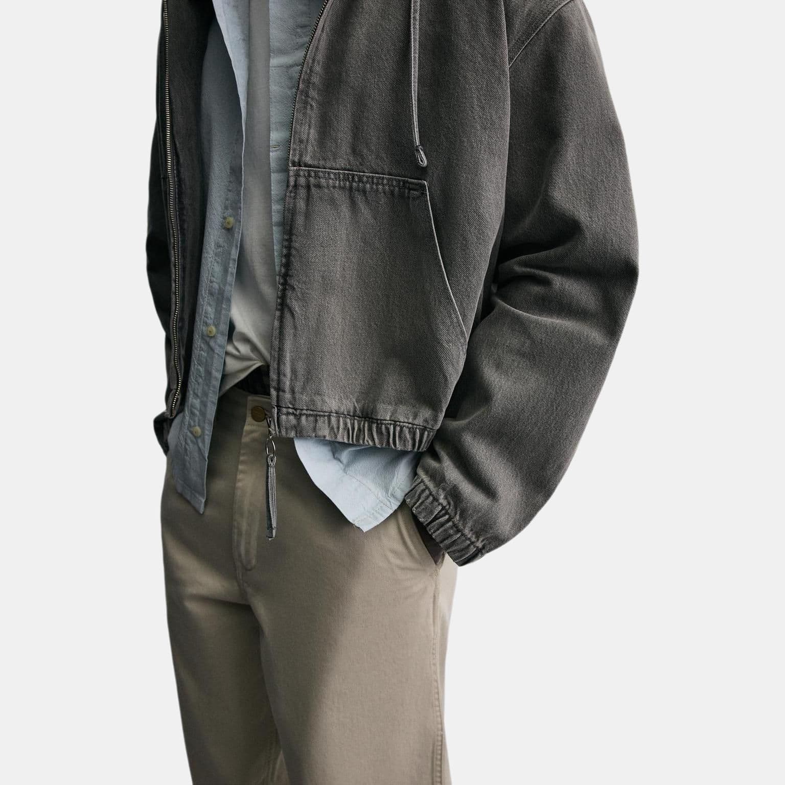 Куртка ZARA Hooded Washed Loose Jacket Men - изображение 5