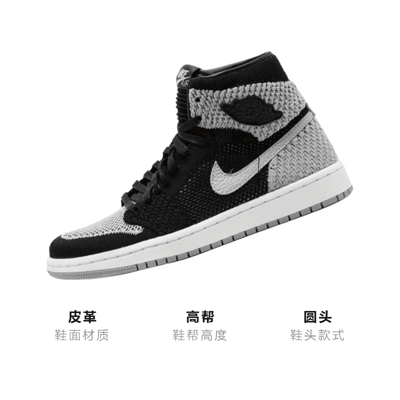 Кроссовки для баскетбола Jordan Air Jordan 1 Retro High Flyknit Shadow GS - изображение 3