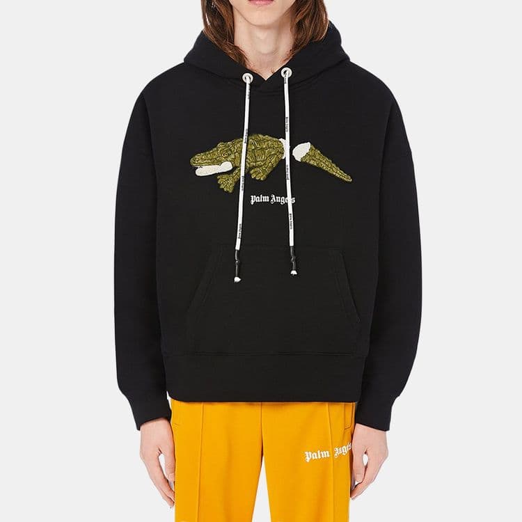 Худи Palm Angels Crocodile Print Hoodie Black — фото 3