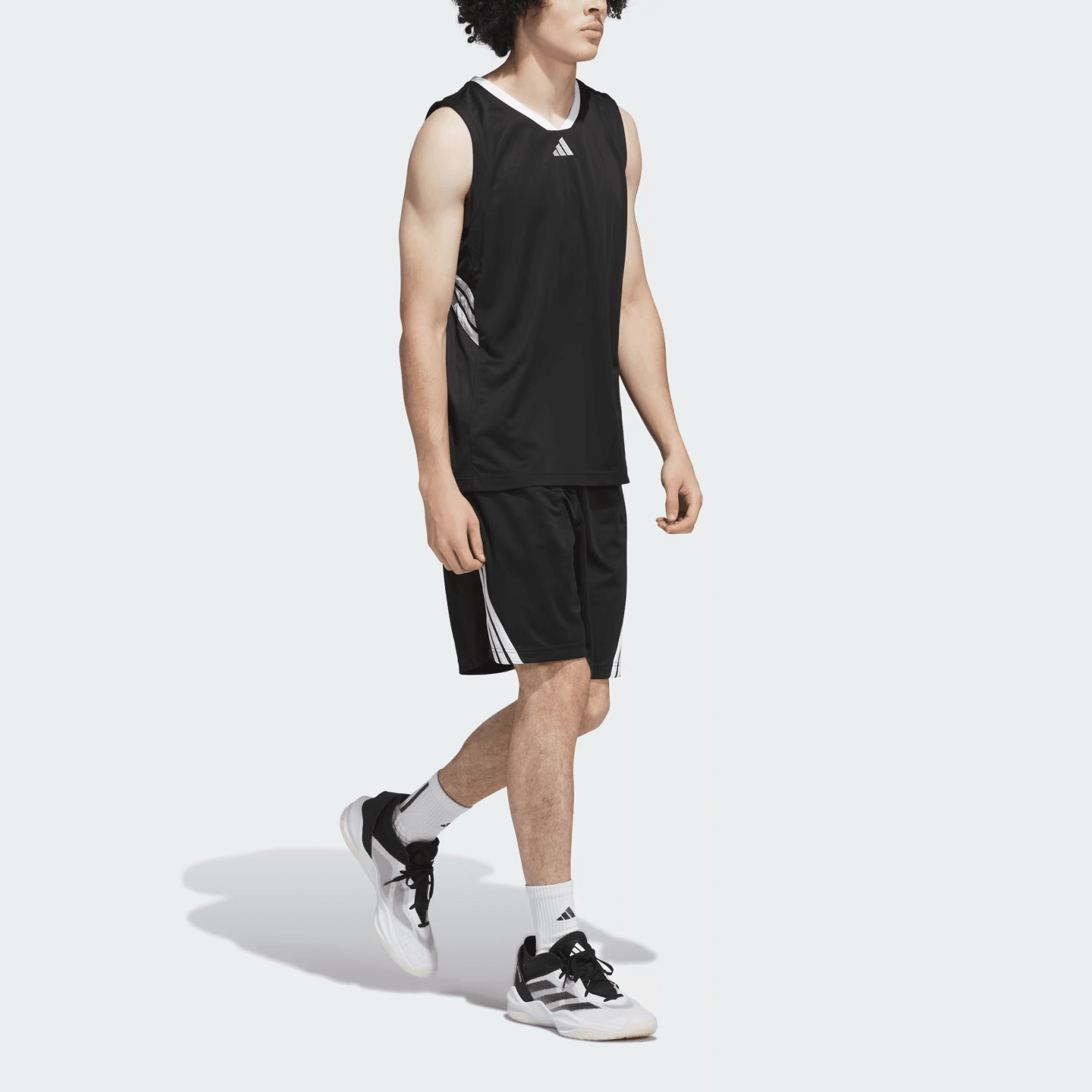 Баскетбольная майка adidas Basketball 3-Stripes Black/White - изображение 4