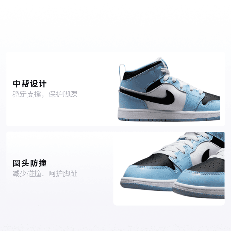 Кроссовки для баскетбола Jordan Air Jordan 1 Mid "Ice Blue" - изображение 2