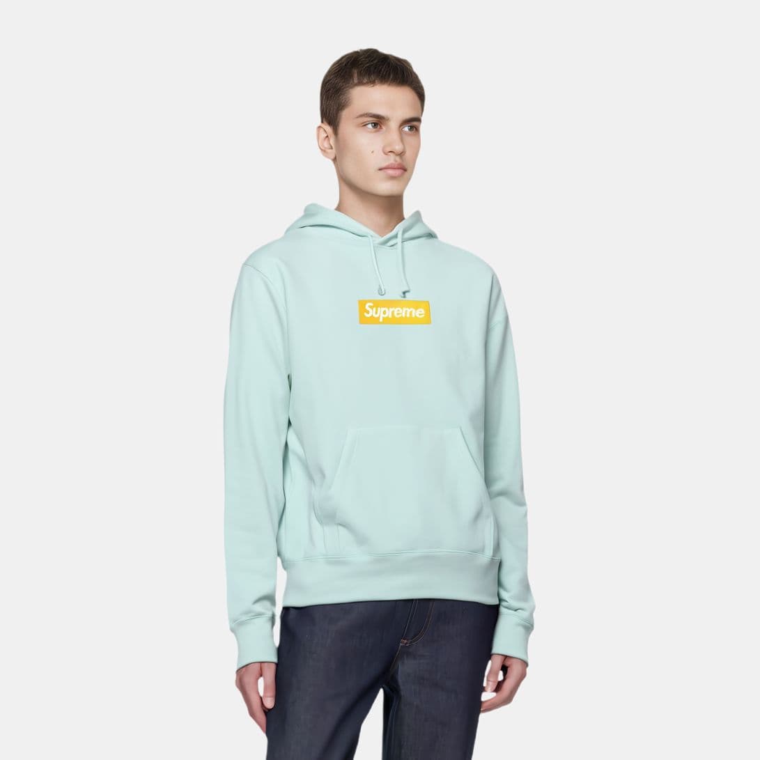 Кофта Supreme FW17 Box Logo Hooded Sweatshirt Ice Blue - изображение 4