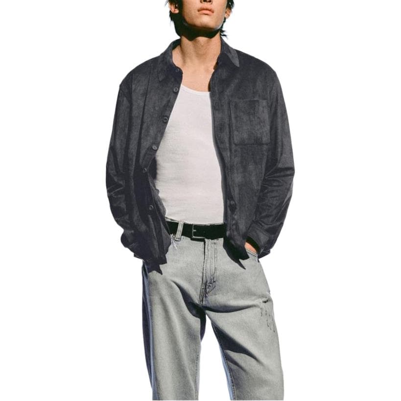 Куртка ZARA Lightweight Suede Jacket Gray - изображение 5