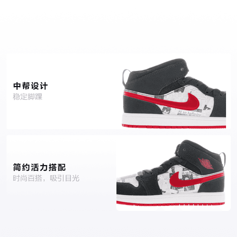 Кроссовки для баскетбола Jordan Air Jordan 1 Mid Newspaper Air Times - изображение 2