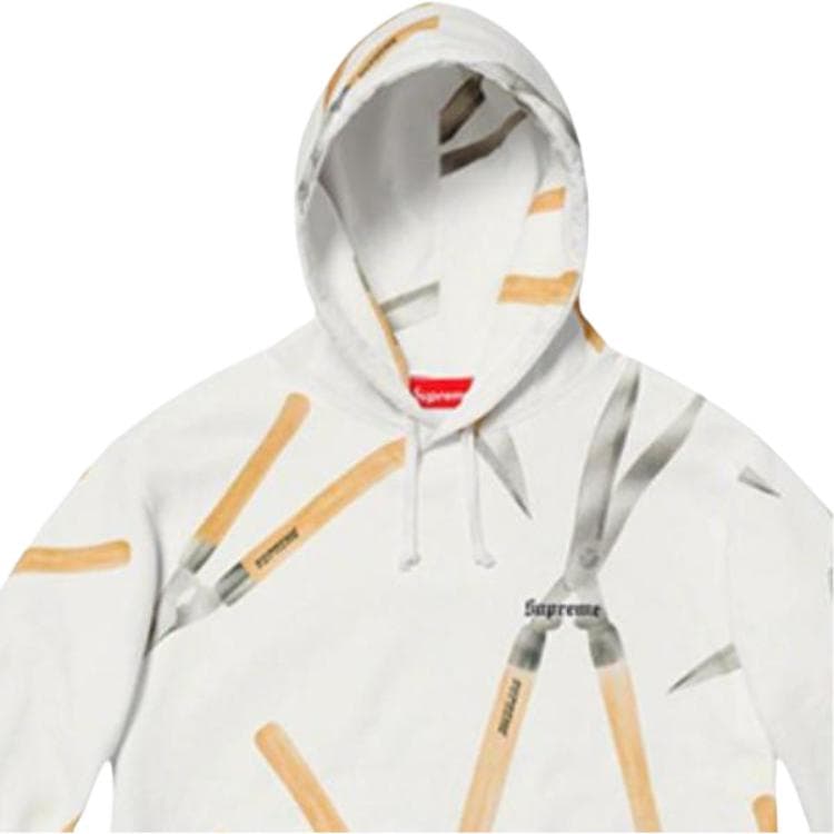 Кофта Supreme SS19 Shears Hooded Sweatshirt White - изображение 4