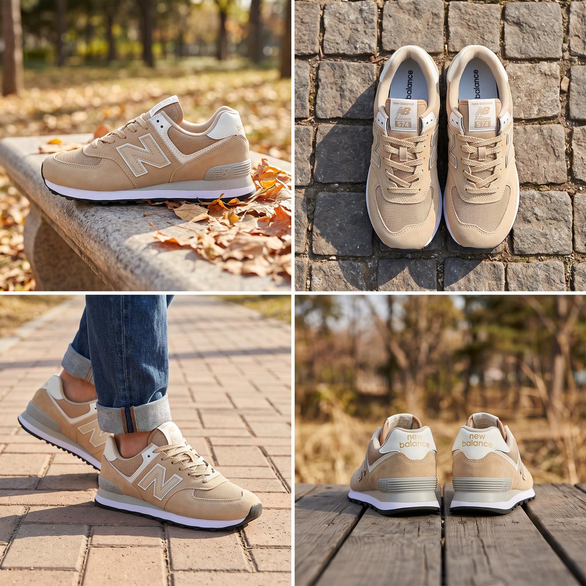 Кроссовки для бега New Balance 574 Beige D Width - изображение 2