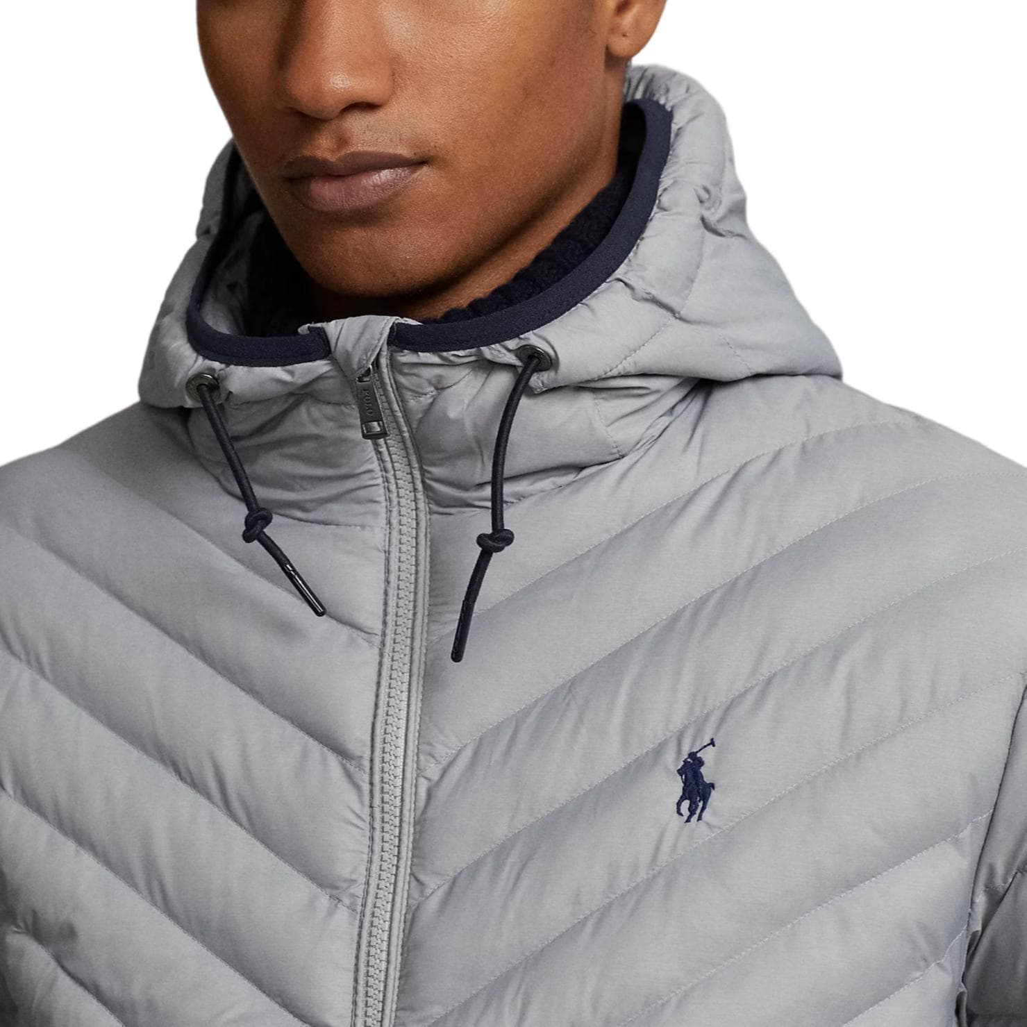 Зимняя куртка пуховик Polo Ralph Lauren Мужская хлопковая куртка серого цвета - изображение 5